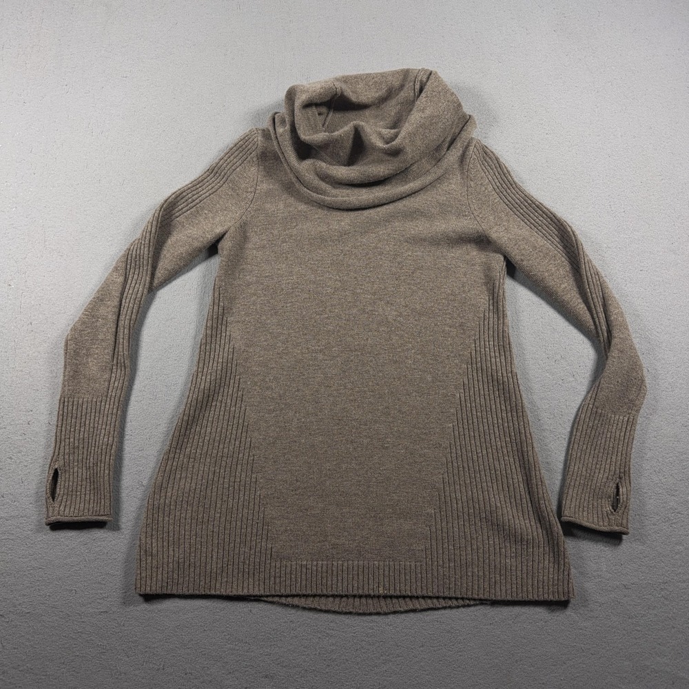 Athleta Sweater Womens XS Brown Cashmere Cowl Neck Tunic Long Sleeve Pullover